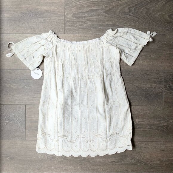 Tularosa Revolve Quinn Mini Dress Off The Shoulder Embroidered Eyelet Size XS - Picture 2 of 16